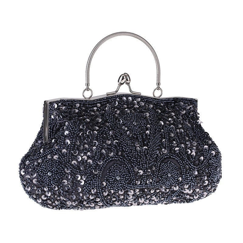 Fashion Glitter Clip Evening Purse Bead Embroidery Clutch Crossbody Bag Women Banquet Bridesmaid Wedding Party Tote Shoulder