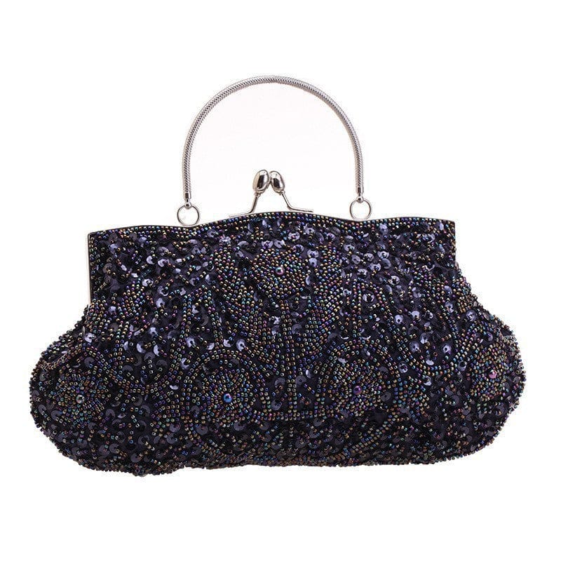 Fashion Glitter Clip Evening Purse Bead Embroidery Clutch Crossbody Bag Women Banquet Bridesmaid Wedding Party Tote Shoulder