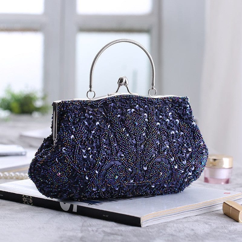 Fashion Glitter Clip Evening Purse Bead Embroidery Clutch Crossbody Bag Women Banquet Bridesmaid Wedding Party Tote Shoulder