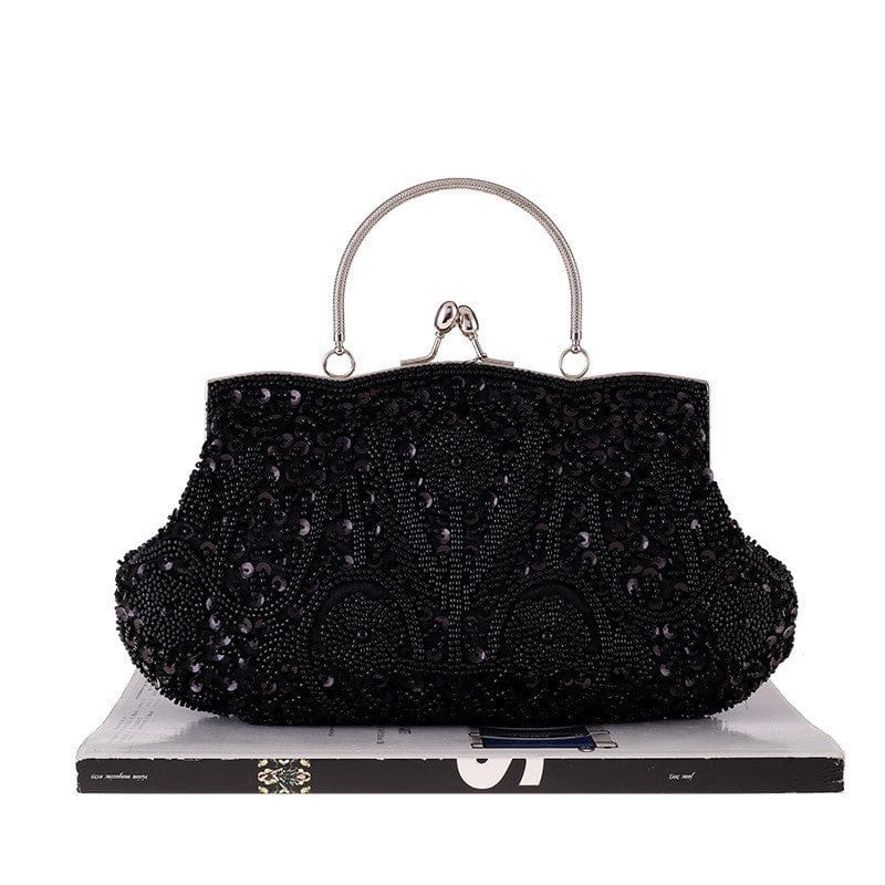Fashion Glitter Clip Evening Purse Bead Embroidery Clutch Crossbody Bag Women Banquet Bridesmaid Wedding Party Tote Shoulder