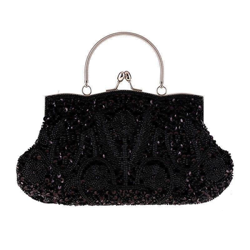 Fashion Glitter Clip Evening Purse Bead Embroidery Clutch Crossbody Bag Women Banquet Bridesmaid Wedding Party Tote Shoulder