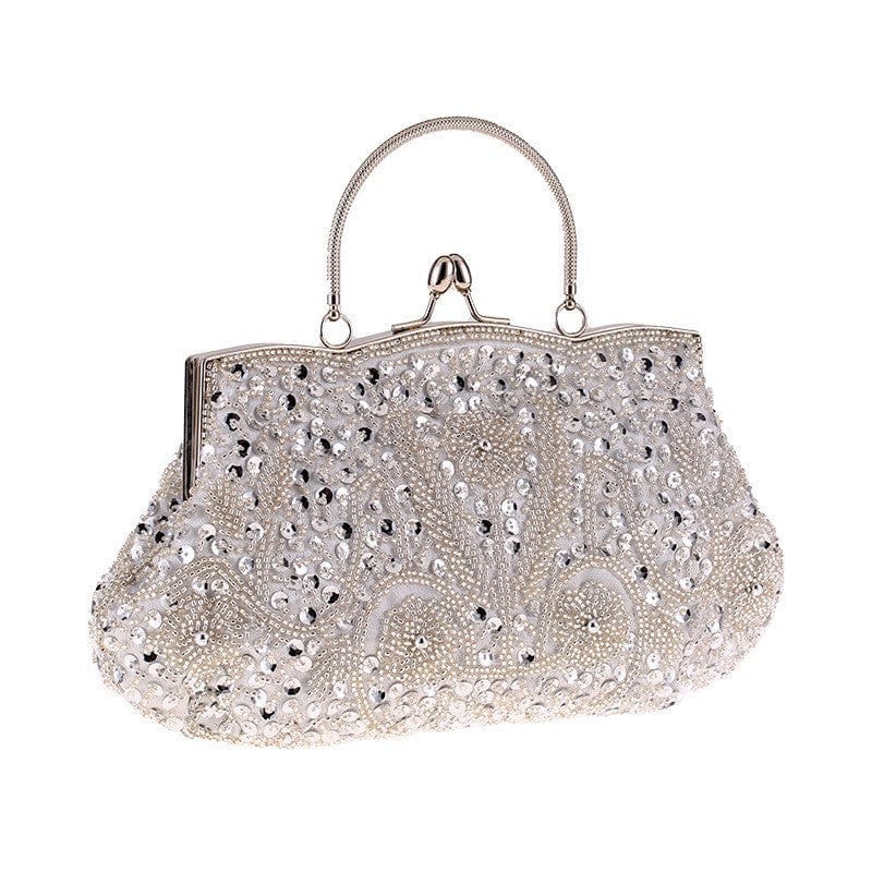Fashion Glitter Clip Evening Purse Bead Embroidery Clutch Crossbody Bag Women Banquet Bridesmaid Wedding Party Tote Shoulder
