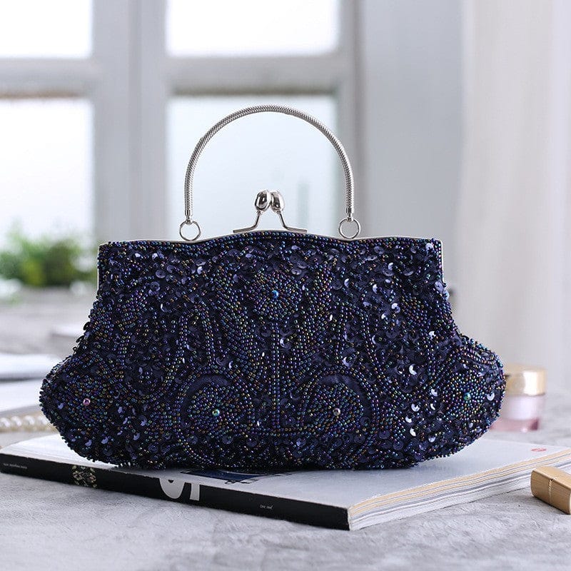 Fashion Glitter Clip Evening Purse Bead Embroidery Clutch Crossbody Bag Women Banquet Bridesmaid Wedding Party Tote Shoulder