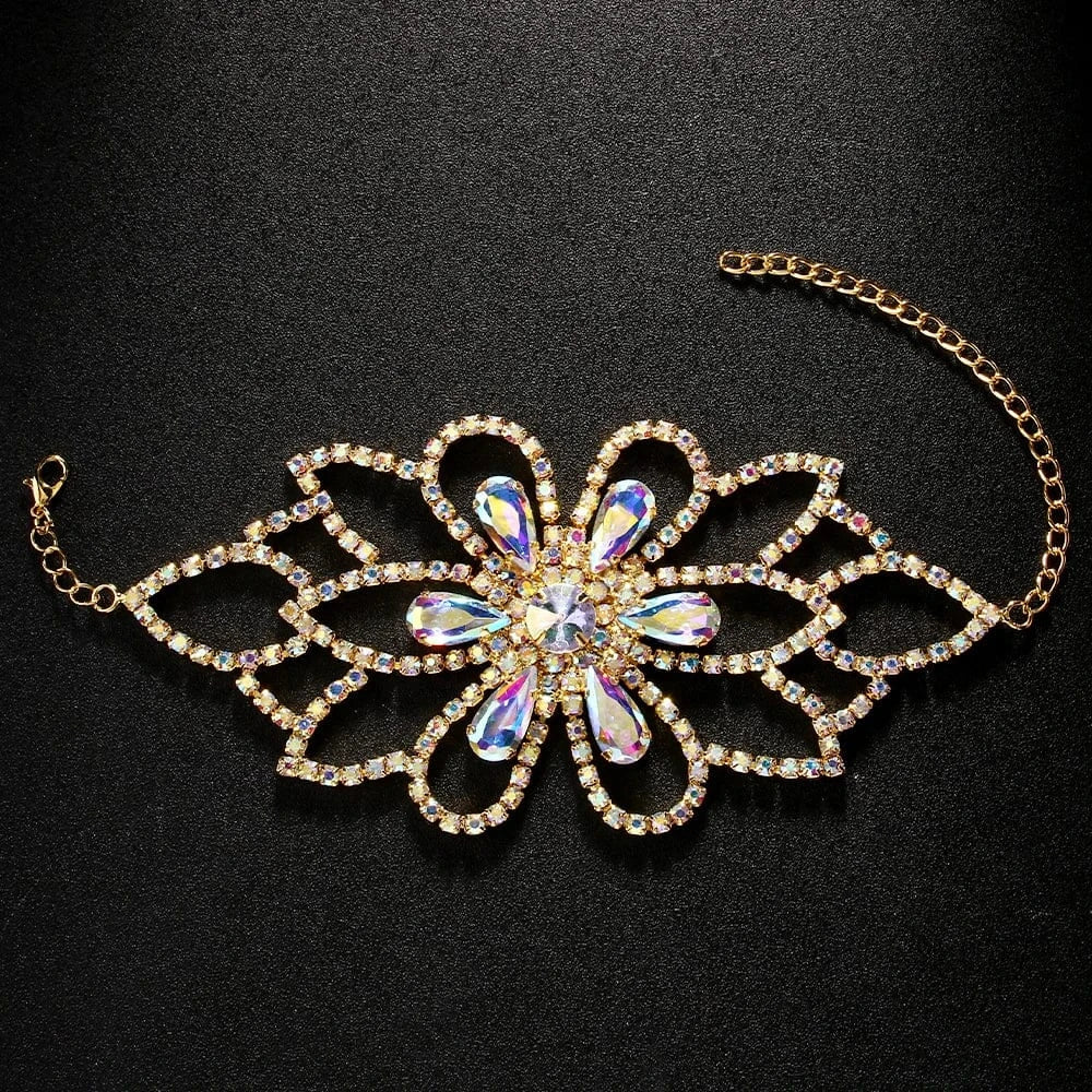 Fashion / Gold Fashion Flower Geometric AB Color Rhinestone Bracelets Jewelry For Women Party Gifts Hand Chain Bracelet Accessories
