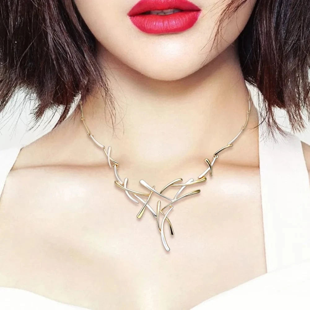Fashion / Gold New fashion exaggerated two-color hawaiian jewelry earrings and necklace set