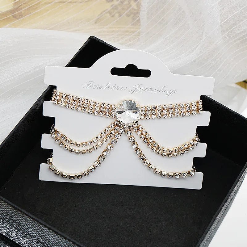 Fashion / Gold New Multi Layer Rhinestone Ankle Chain Trendy Crystal Tassel Anklet Foot Jewelry High Heel Jewelry Accessories