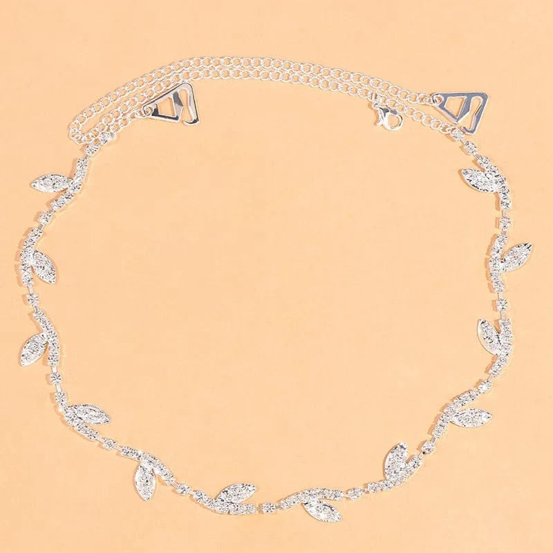 fashion / Gold Pair of Leaf Zircon Shoulder Chain Body Jewelry Bra Accessories Jewelry for Women Sexy Shoulder Straps Jewelry