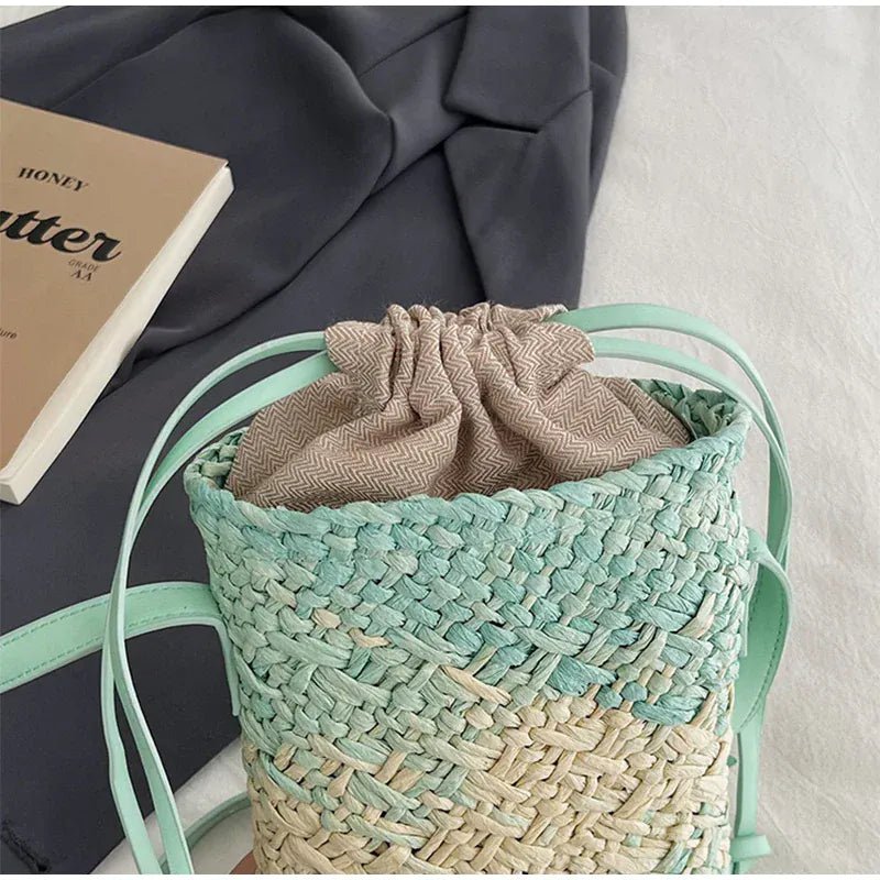 Fashion Handbag High - grade Leather Trend Versatile Simple Drawstring Bucket Bag Retro Texture Brand Designer Shoulder Bag - SN Wigs & More