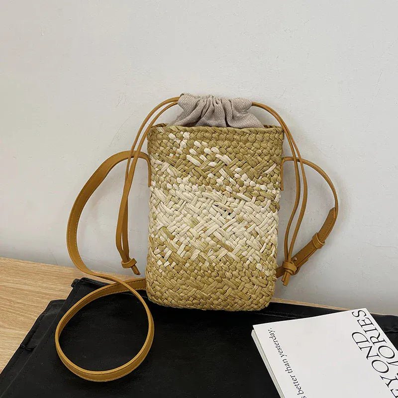 Fashion Handbag High - grade Leather Trend Versatile Simple Drawstring Bucket Bag Retro Texture Brand Designer Shoulder Bag - SN Wigs & More