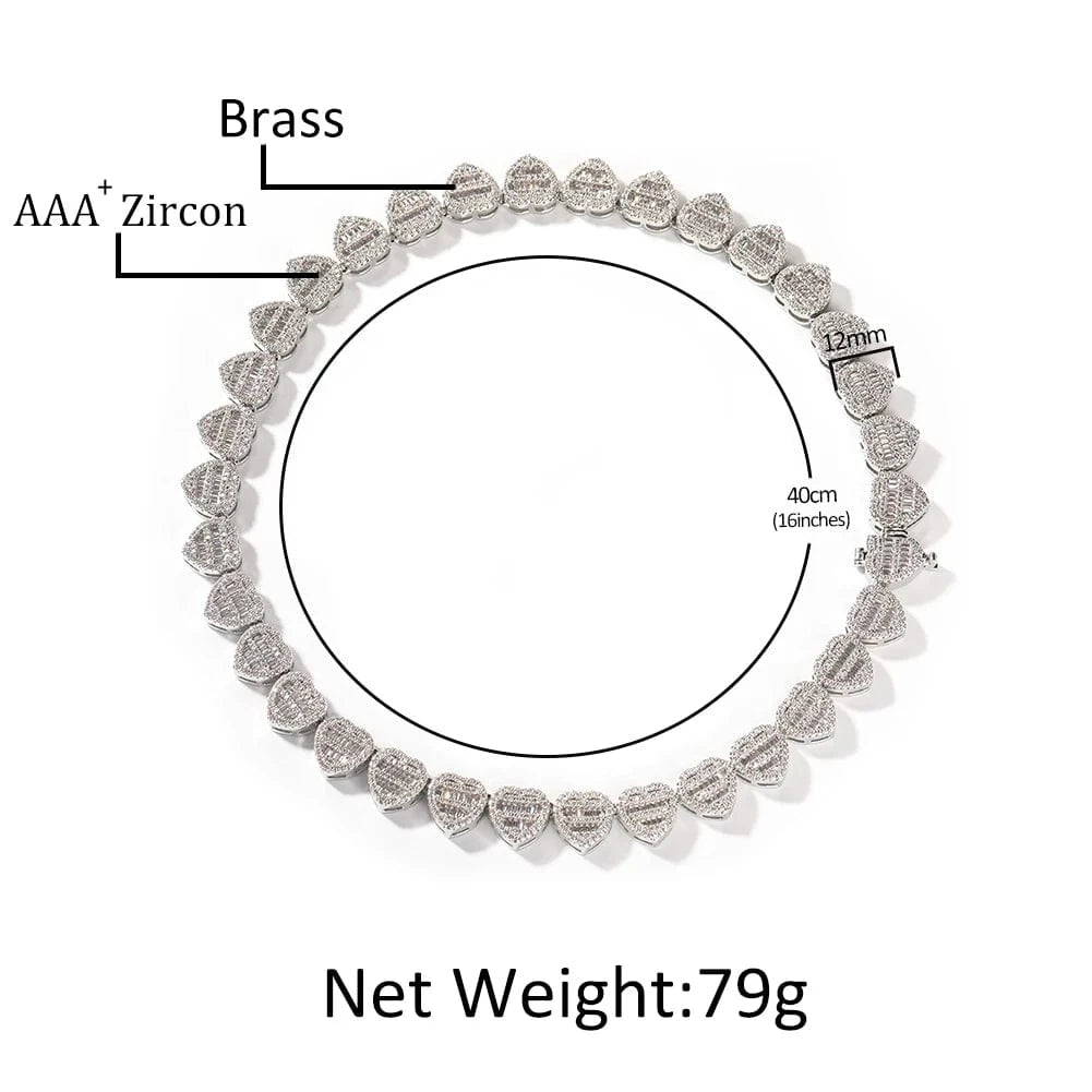 Fashion Heart Baguette CZ Bracelet Necklace Silver Purple Bracelet Hot Sale Popular Gift Women  Man Jewelry