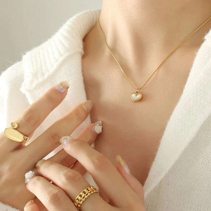 Fashion Heart Pendant Necklace Collar Chain Bracelet Earring Set Girl Jewelry