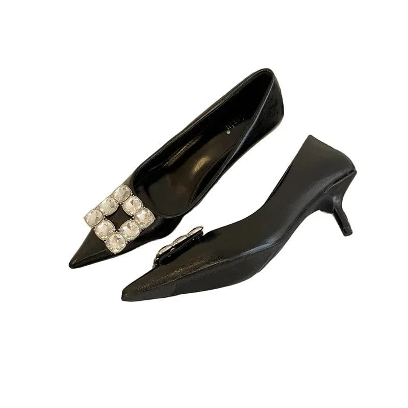 Fashion hot-selling 2023 new four-season single shoes buckle stiletto pointed women's autumn shoes 35-39 size