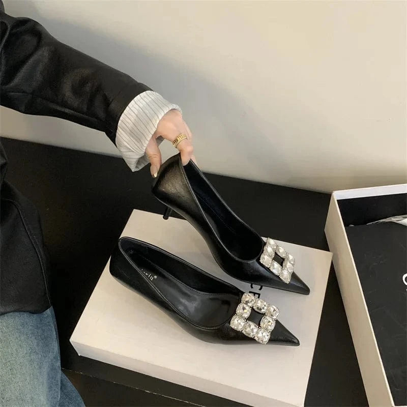 Fashion hot-selling 2023 new four-season single shoes buckle stiletto pointed women's autumn shoes 35-39 size