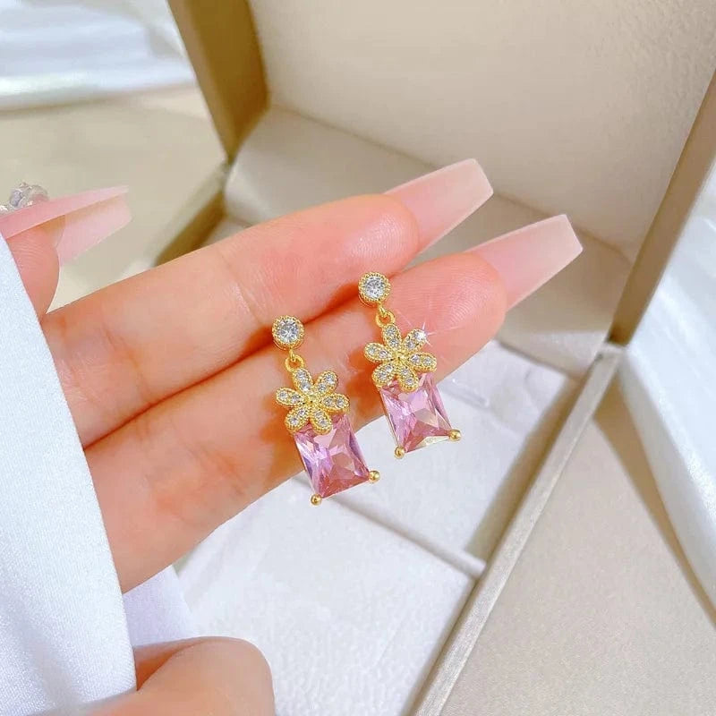 Fashion Hot Selling Pink Zircon Fine Jewelry Setcrystal Vintage Stainless Steel Jewelry Set For Women