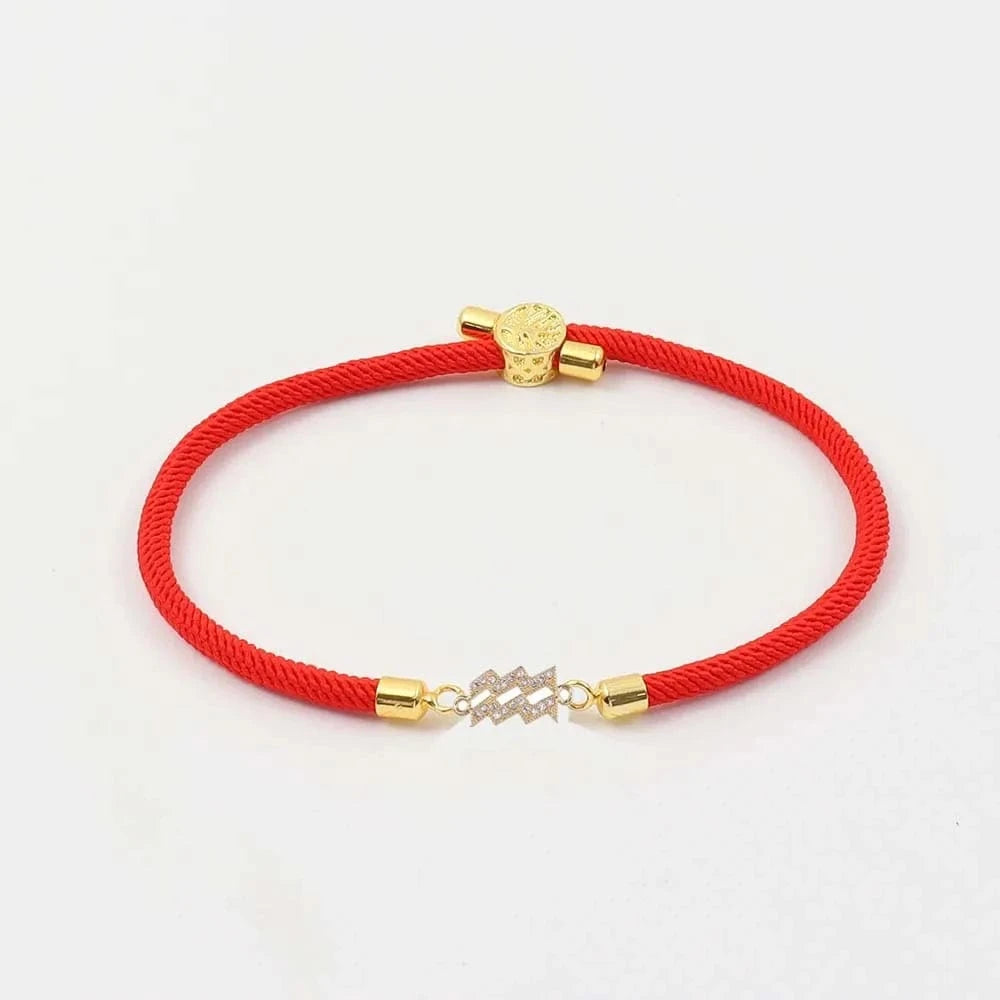Fashion Jewelry 18K Real Gold  Zodiac 12 Constellations Copper Zircon Milan String Rope Bracelet