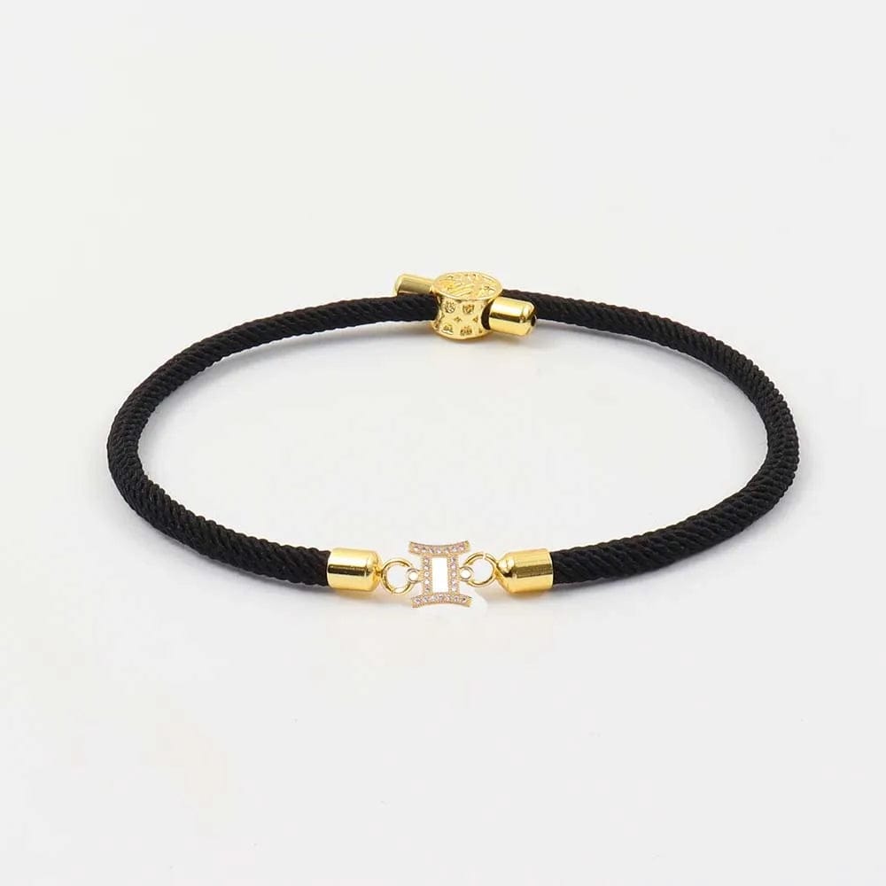 Fashion Jewelry 18K Real Gold  Zodiac 12 Constellations Copper Zircon Milan String Rope Bracelet