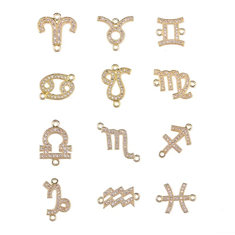 Fashion Jewelry 18K Real Gold  Zodiac 12 Constellations Copper Zircon Milan String Rope Bracelet