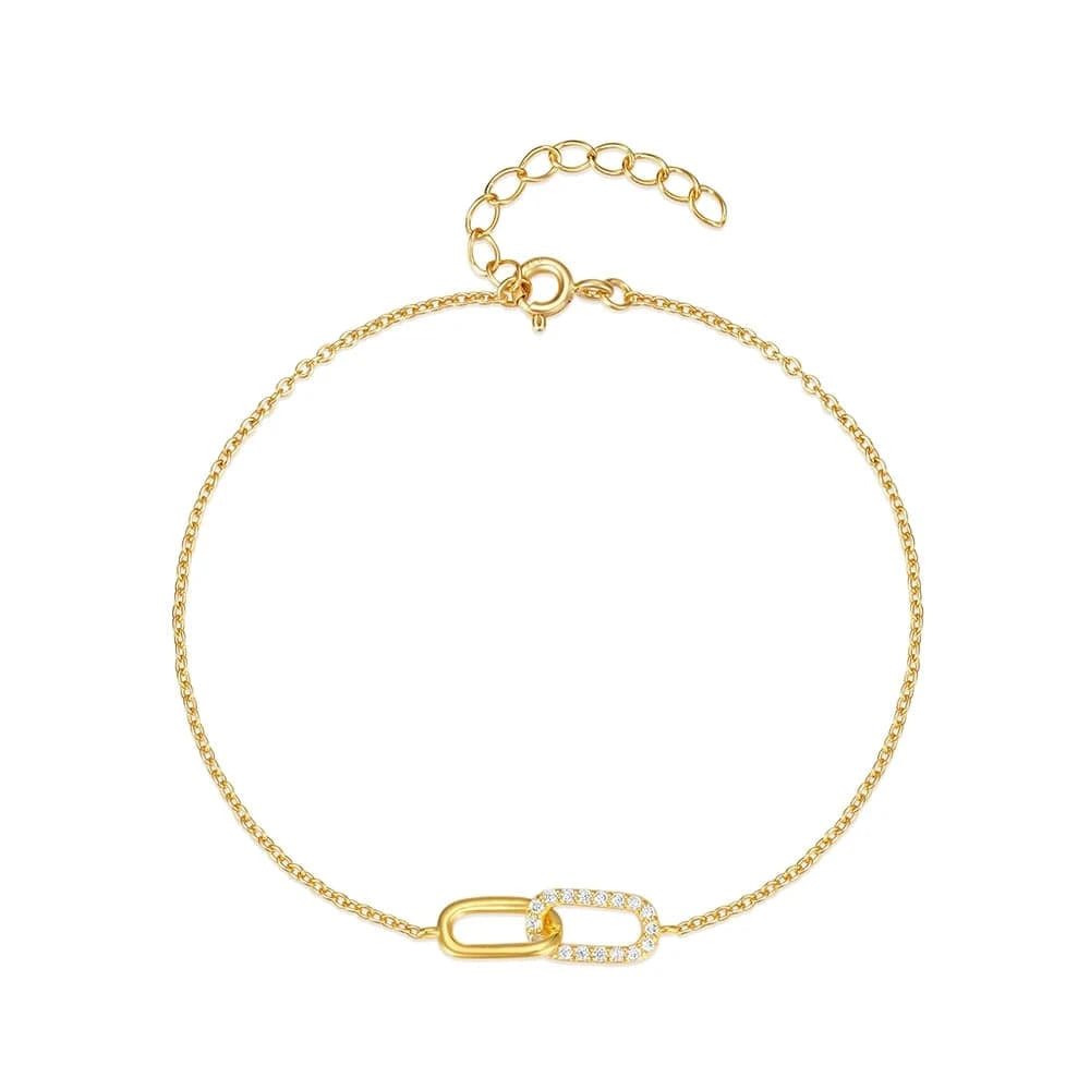 fashion jewelry 925 sterling silver bracelet geometric square oval shape crossed double circles gold plated bracelets for women
