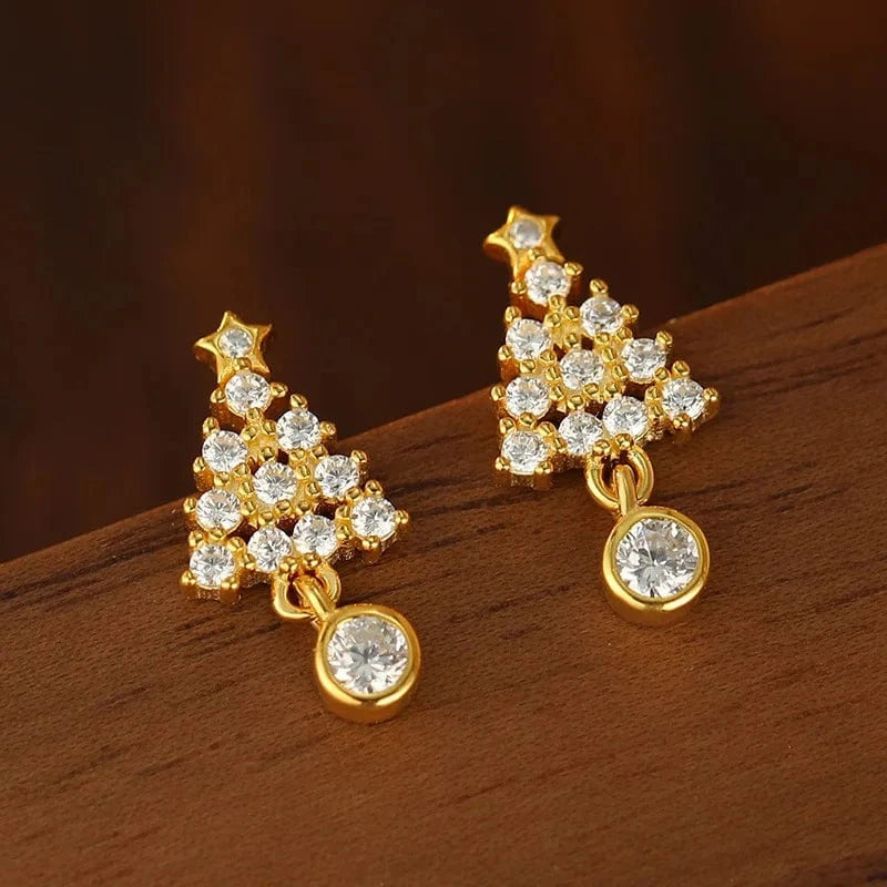 fashion jewelry 925 sterling silver christmas tree stud earring for women 925 silver christmas earring piercing jewelry
