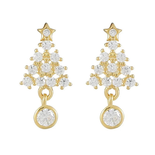 fashion jewelry 925 sterling silver christmas tree stud earring for women 925 silver christmas earring piercing jewelry