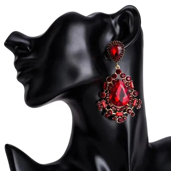 Fashion Jewelry Boho Vintage red Rhinestone Drill Dangle Earrings Luxury jewelry Pendant Earrings For Women