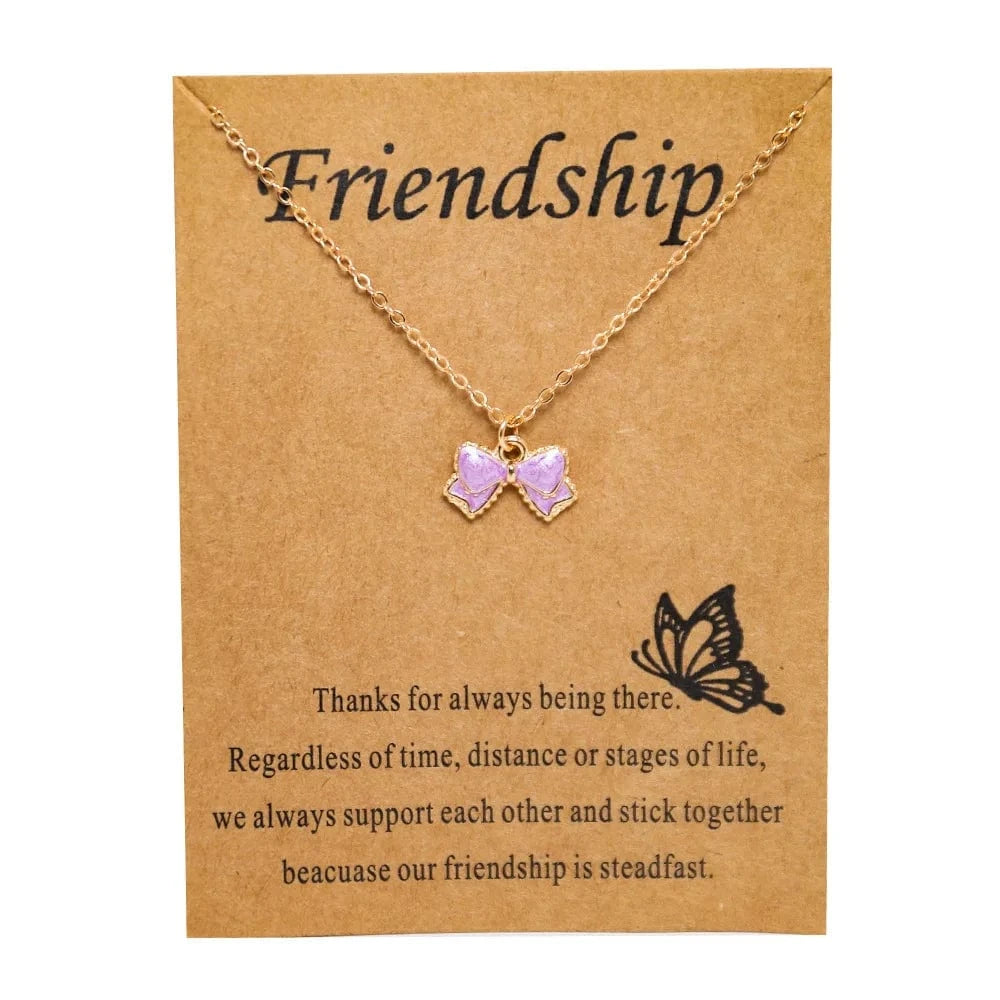 Fashion Jewelry  Bow Drop Oil Alloy Multicolor Pendant Card Necklace