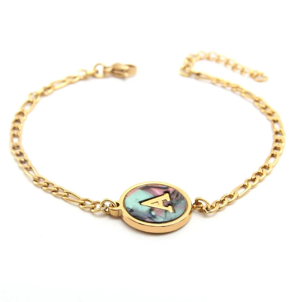 Fashion Jewelry Bracelets & Bangles Stainless Steel Bangles Initial Letter Bracelets Abalone Shell Initial Pendant 26 Alphabet
