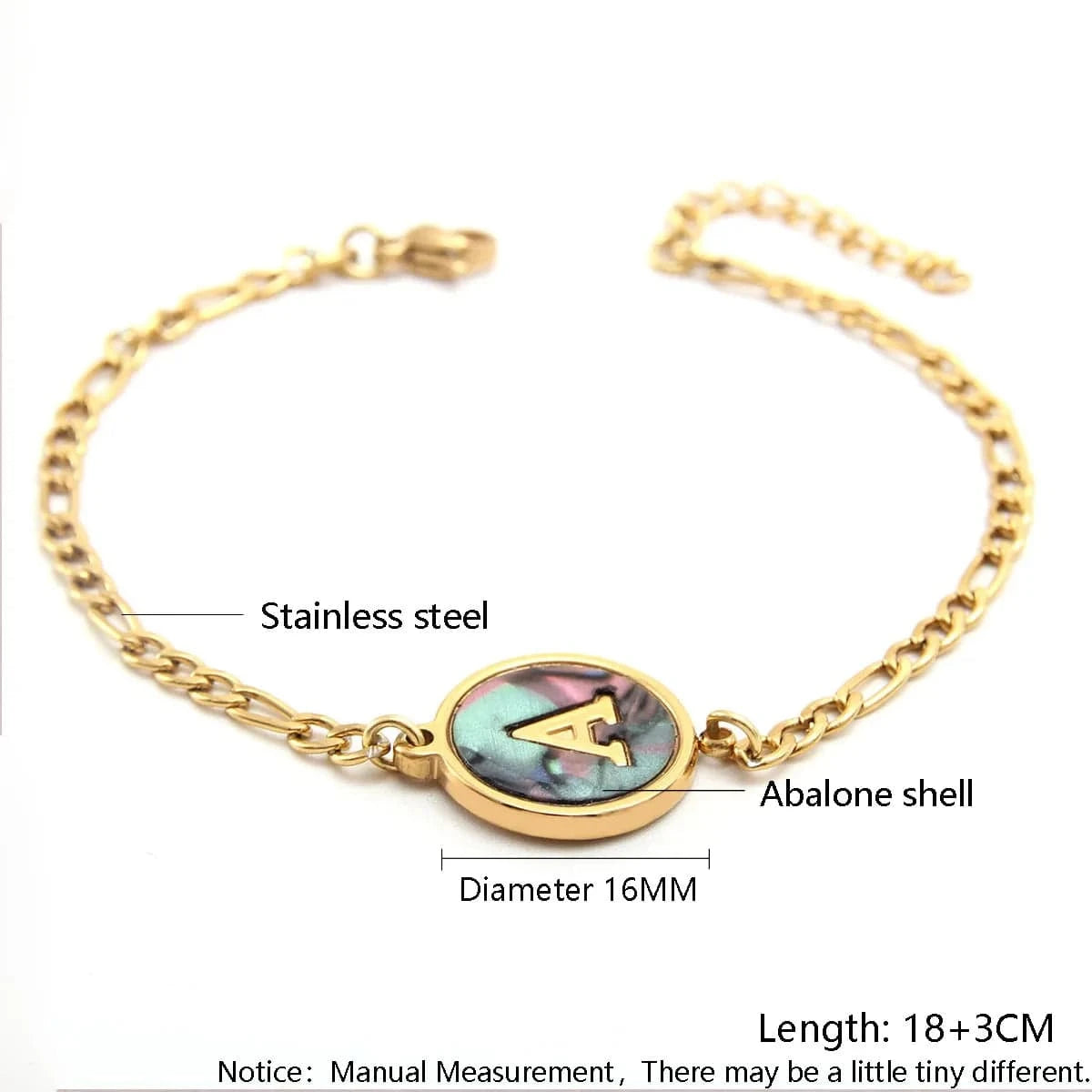 Fashion Jewelry Bracelets & Bangles Stainless Steel Bangles Initial Letter Bracelets Abalone Shell Initial Pendant 26 Alphabet