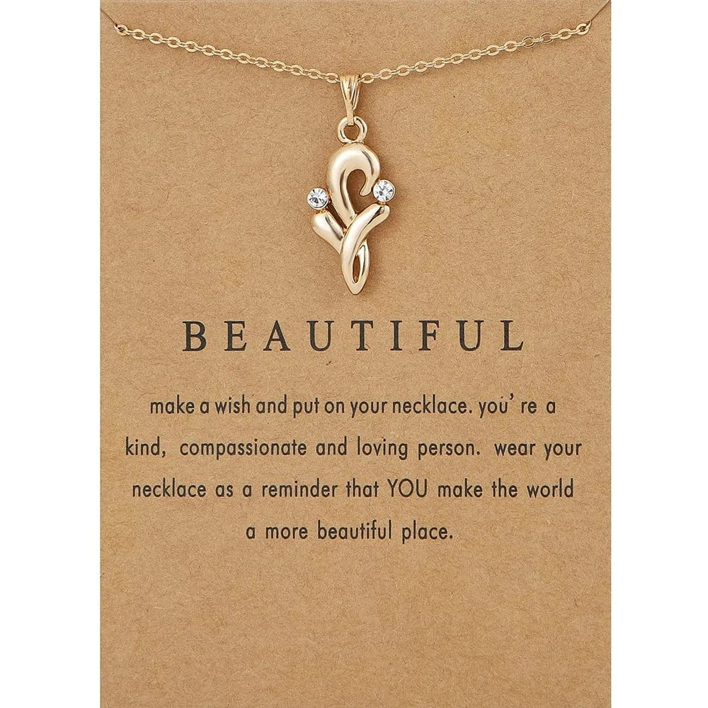 Fashion Jewelry Korean Necklace I Love You Card Message Diamond Heart Rose Dolphin Pendant Necklace