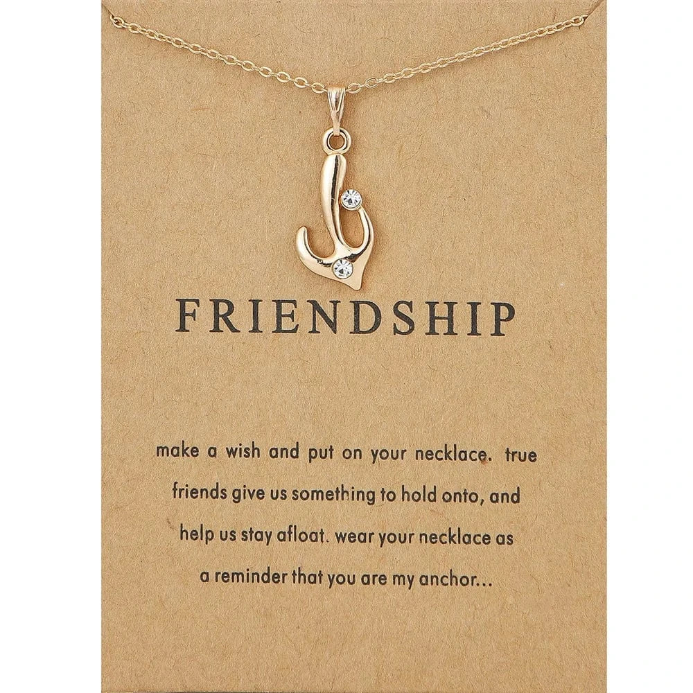 Fashion Jewelry Korean Necklace I Love You Card Message Diamond Heart Rose Dolphin Pendant Necklace