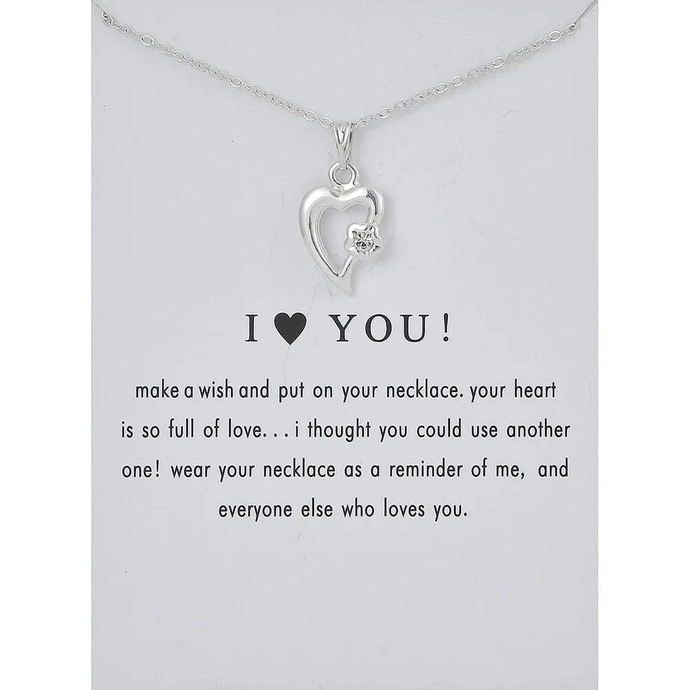 Fashion Jewelry Korean Necklace I Love You Card Message Diamond Heart Rose Dolphin Pendant Necklace