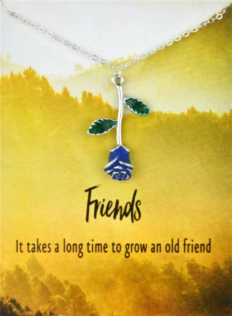 Fashion Jewelry Korean Necklace I Love You Card Message Diamond Heart Rose Dolphin Pendant Necklace