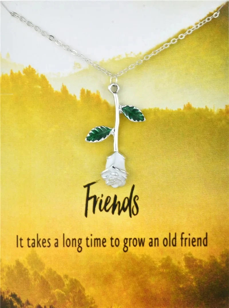 Fashion Jewelry Korean Necklace I Love You Card Message Diamond Heart Rose Dolphin Pendant Necklace