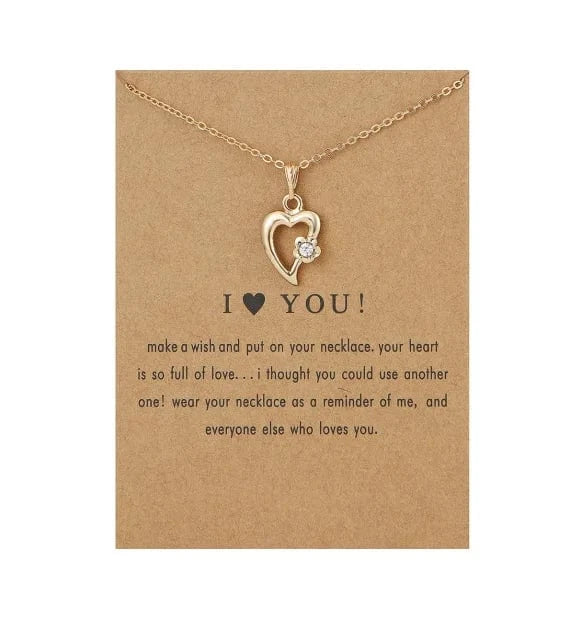 Fashion Jewelry Korean Necklace I Love You Card Message Diamond Heart Rose Dolphin Pendant Necklace