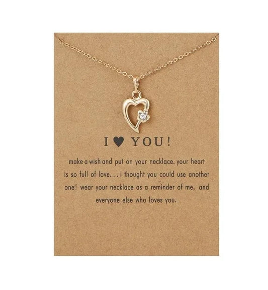 Fashion Jewelry Korean Necklace I Love You Card Message Diamond Heart Rose Dolphin Pendant Necklace