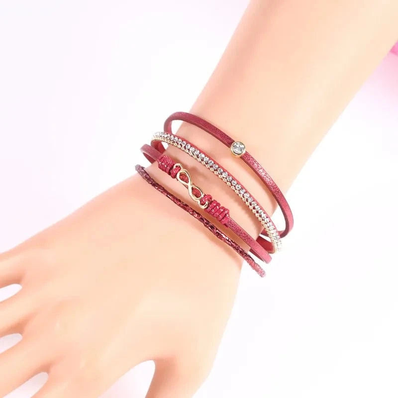 Fashion Jewelry Korean Velvet PU Leather Magnetic Buckle Infinite Love 8 Bracelet Bangles