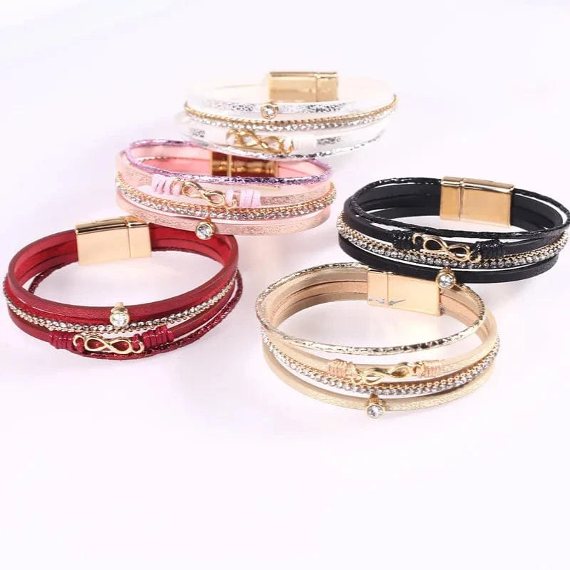 Fashion Jewelry Korean Velvet PU Leather Magnetic Buckle Infinite Love 8 Bracelet Bangles