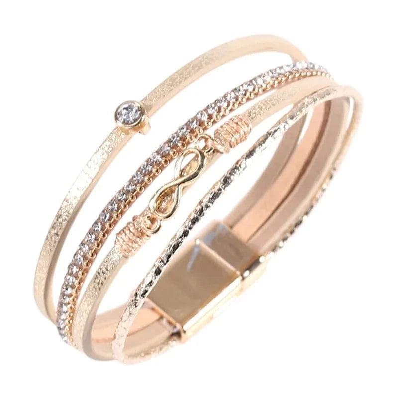 Fashion Jewelry Korean Velvet PU Leather Magnetic Buckle Infinite Love 8 Bracelet Bangles