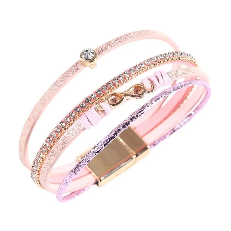 Fashion Jewelry Korean Velvet PU Leather Magnetic Buckle Infinite Love 8 Bracelet Bangles