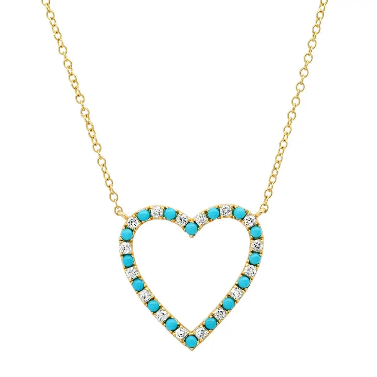 Fashion jewelry turquoise hollow out heart pendant Valentines's Day gift thin chain girl women necklace