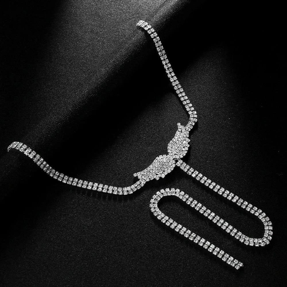 Fashion Long Tassel Angel Wings Full Rhinestone Necklace Jewelry For Women Party Gifts Choker Necklace  Wholesale