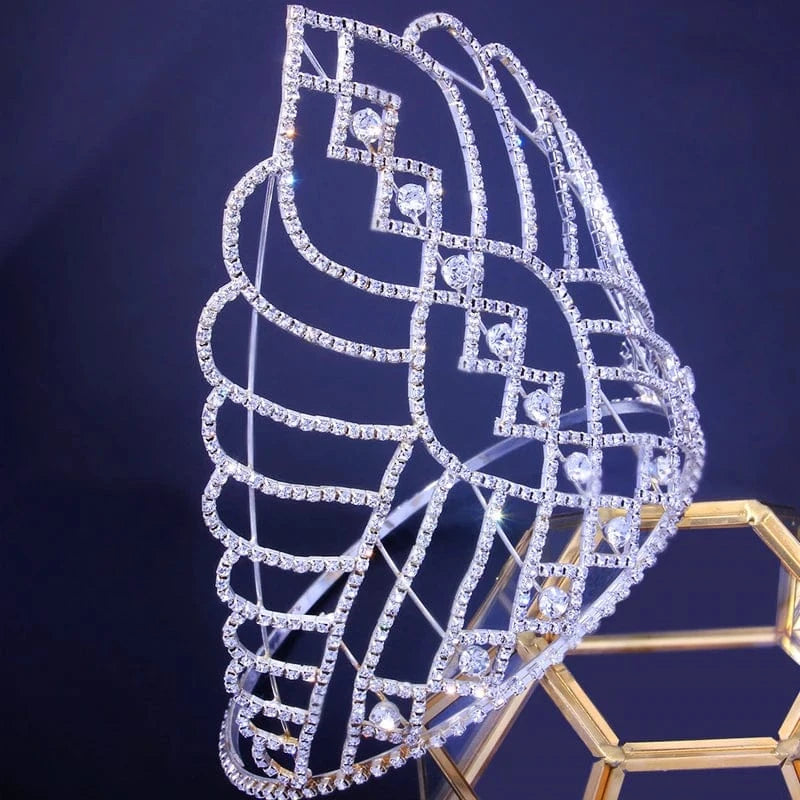 Fashion Luxury Pageant Beauty  Brides Big Rhinestone Crown For Women Beautiful Wedding Headwear Jewelry Accessories Wholesale