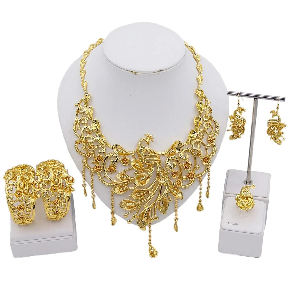 Fashion Necklace Jewelry Set / Adjustable / HH19061101 Zhuerrui Fashion Necklace Jewelry Set Brazil 24K Gold Ladies Wedding Jewelry High Quality Italian Custom Jewelry Sets HH19061101