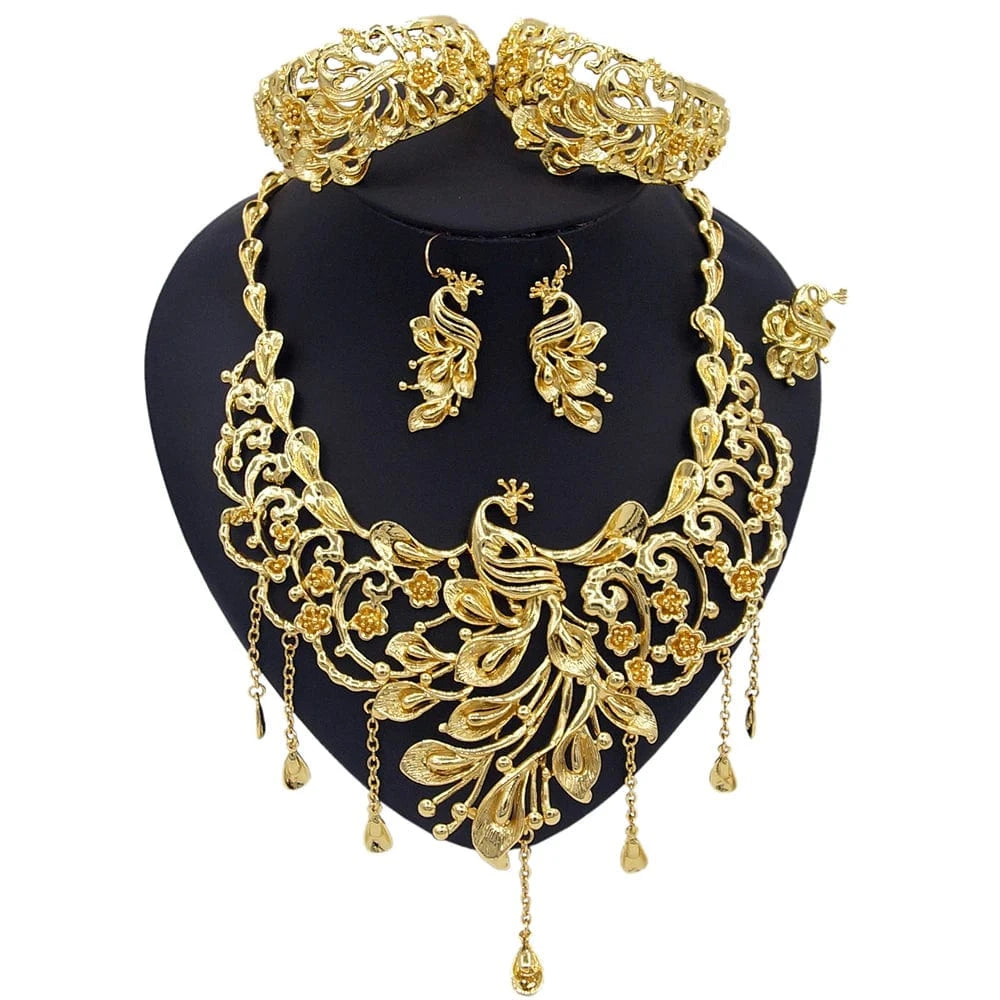 Fashion Necklace Jewelry Set / Adjustable / HH19061101 Zhuerrui Fashion Necklace Jewelry Set Brazil 24K Gold Ladies Wedding Jewelry High Quality Italian Custom Jewelry Sets HH19061101