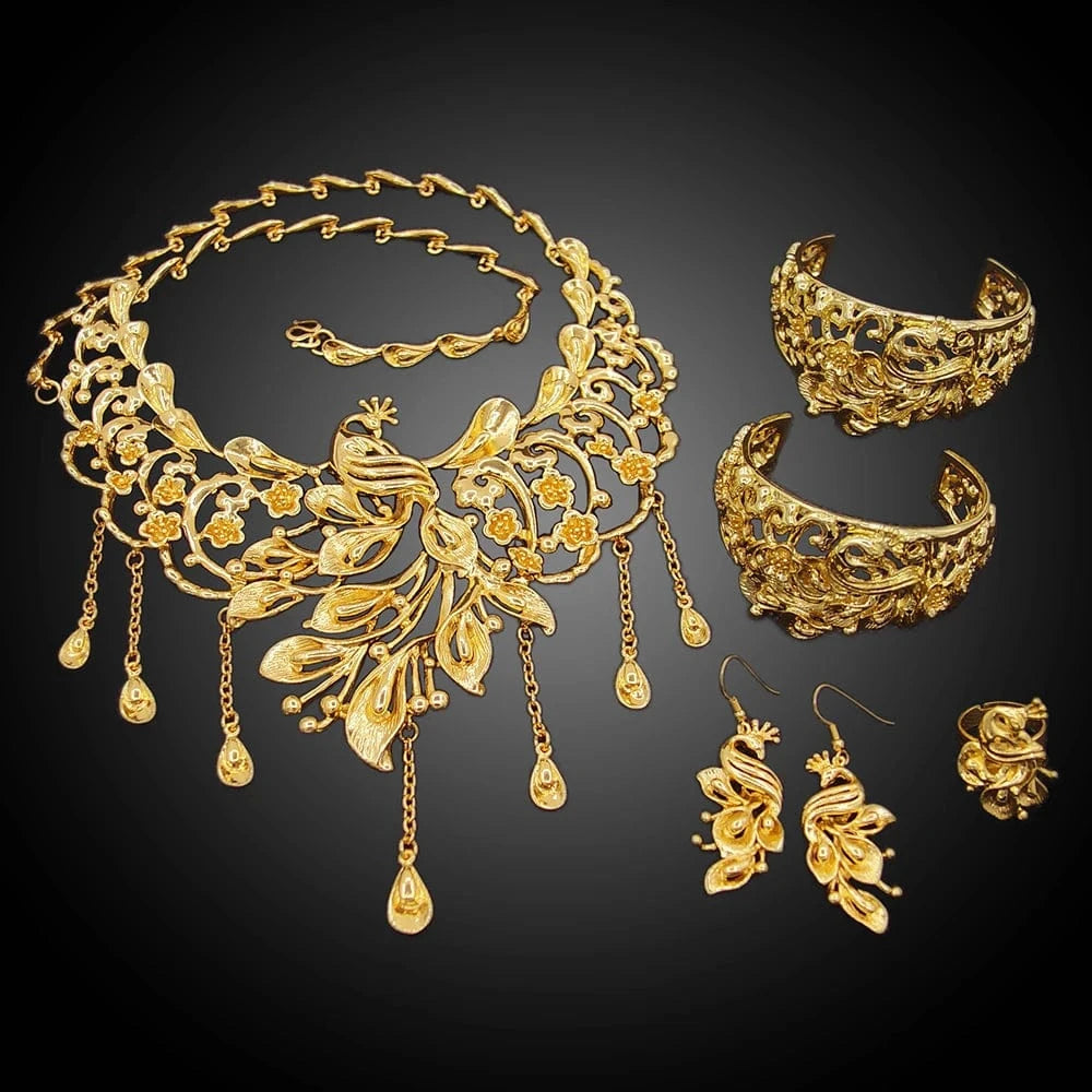 Fashion Necklace Jewelry Set / Adjustable / HH19061101 Zhuerrui Fashion Necklace Jewelry Set Brazil 24K Gold Ladies Wedding Jewelry High Quality Italian Custom Jewelry Sets HH19061101