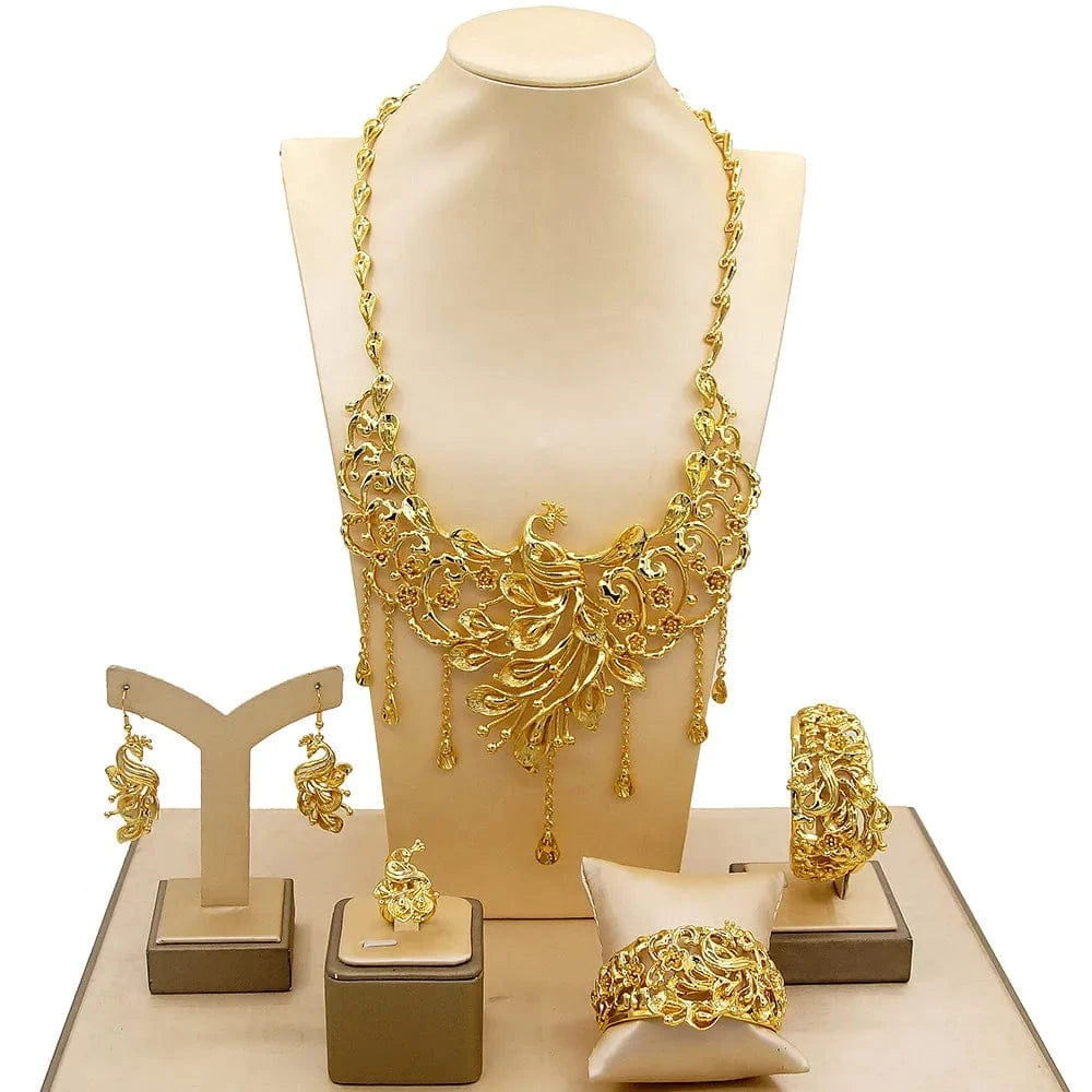 Fashion Necklace Jewelry Set / Adjustable / HH19061101 Zhuerrui Fashion Necklace Jewelry Set Brazil 24K Gold Ladies Wedding Jewelry High Quality Italian Custom Jewelry Sets HH19061101