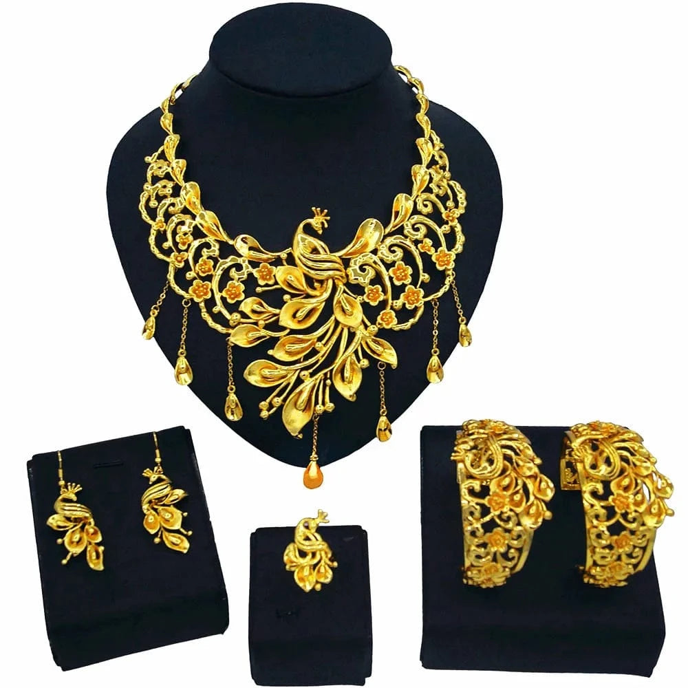 Fashion Necklace Jewelry Set / Adjustable / HH19061101 Zhuerrui Fashion Necklace Jewelry Set Brazil 24K Gold Ladies Wedding Jewelry High Quality Italian Custom Jewelry Sets HH19061101