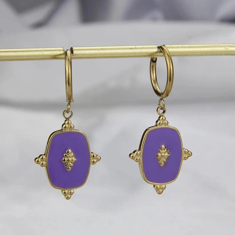 Fashion New In Custom Candy Color Stainless Steel Jewelry Set 18k Gold Plated Waterproof Pendant Necklace Earrings For Women