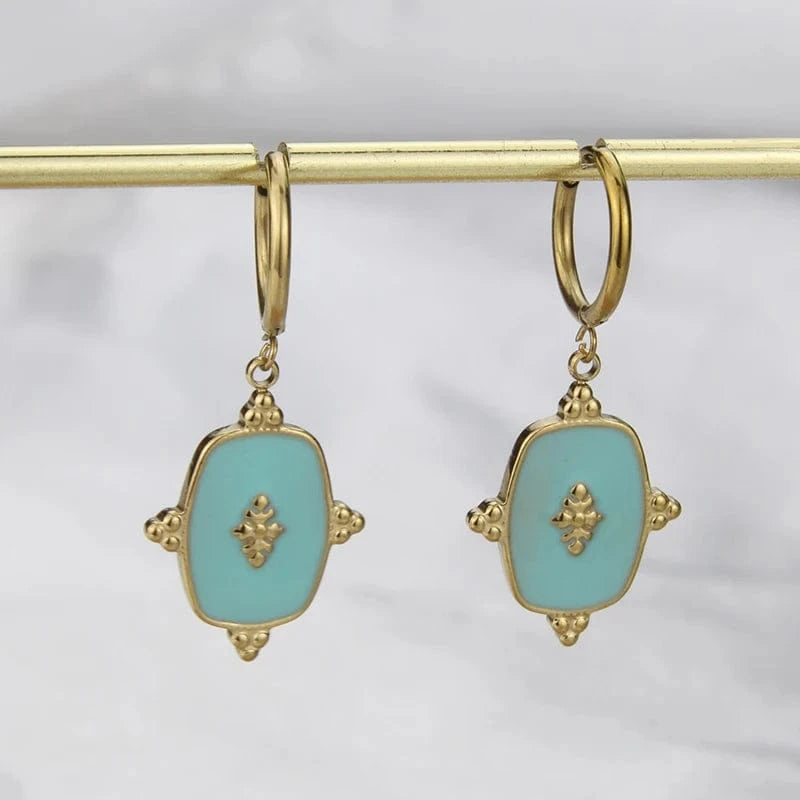 Fashion New In Custom Candy Color Stainless Steel Jewelry Set 18k Gold Plated Waterproof Pendant Necklace Earrings For Women