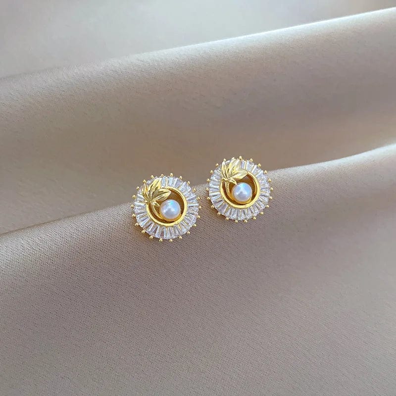 Fashion  New Stainless Steel Jewelry 18k Gold Necklace Pendant and Studs Earrings Jewelry Sets